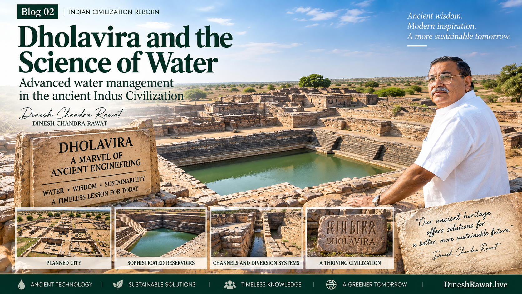 Archaeological reservoirs and urban remains at Dholavira showing Harappan water management engineering
