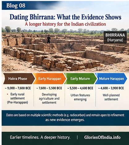 Bhirrana excavation and stratigraphic sequence showing Hakra Ware, Early Harappan and Mature Harappan cultural levels.